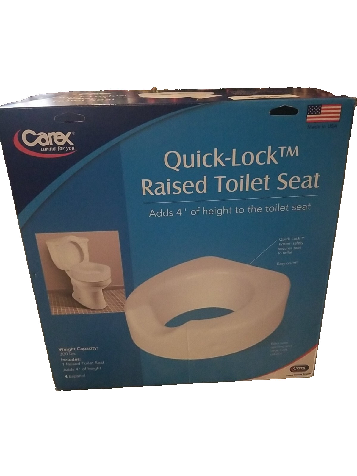 CAREX Quick-Lock Raised Toilet Seat Adds 4″of height to the toilet seat