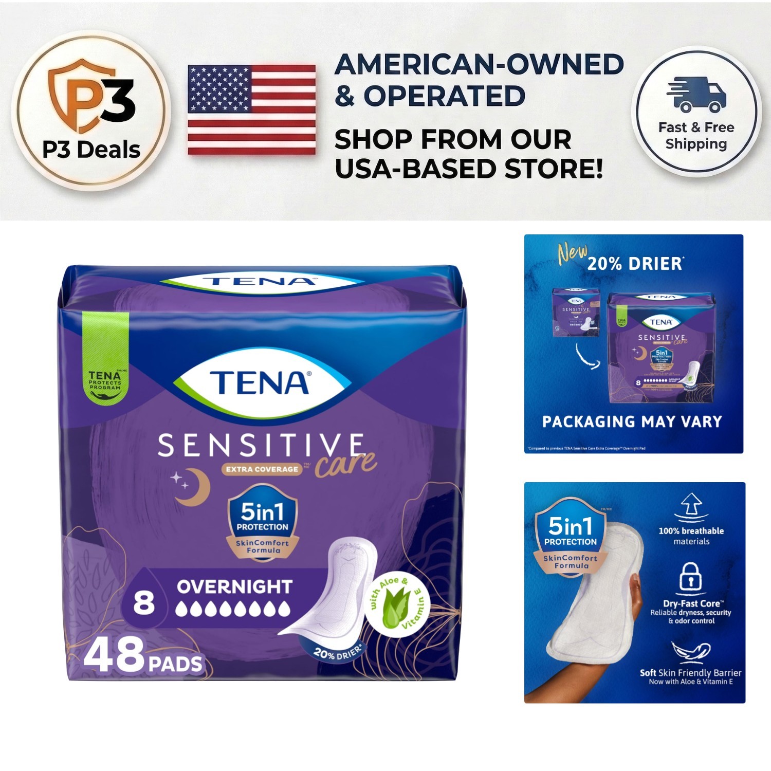 48 Count TENA Women’s Incontinence Pads – Extra Coverage for Worry-Free Nights