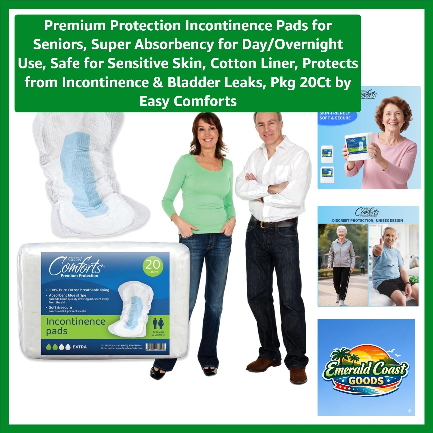 Protection Incontinence Pads for Seniors, Super Absorbency for Day/Overnight …