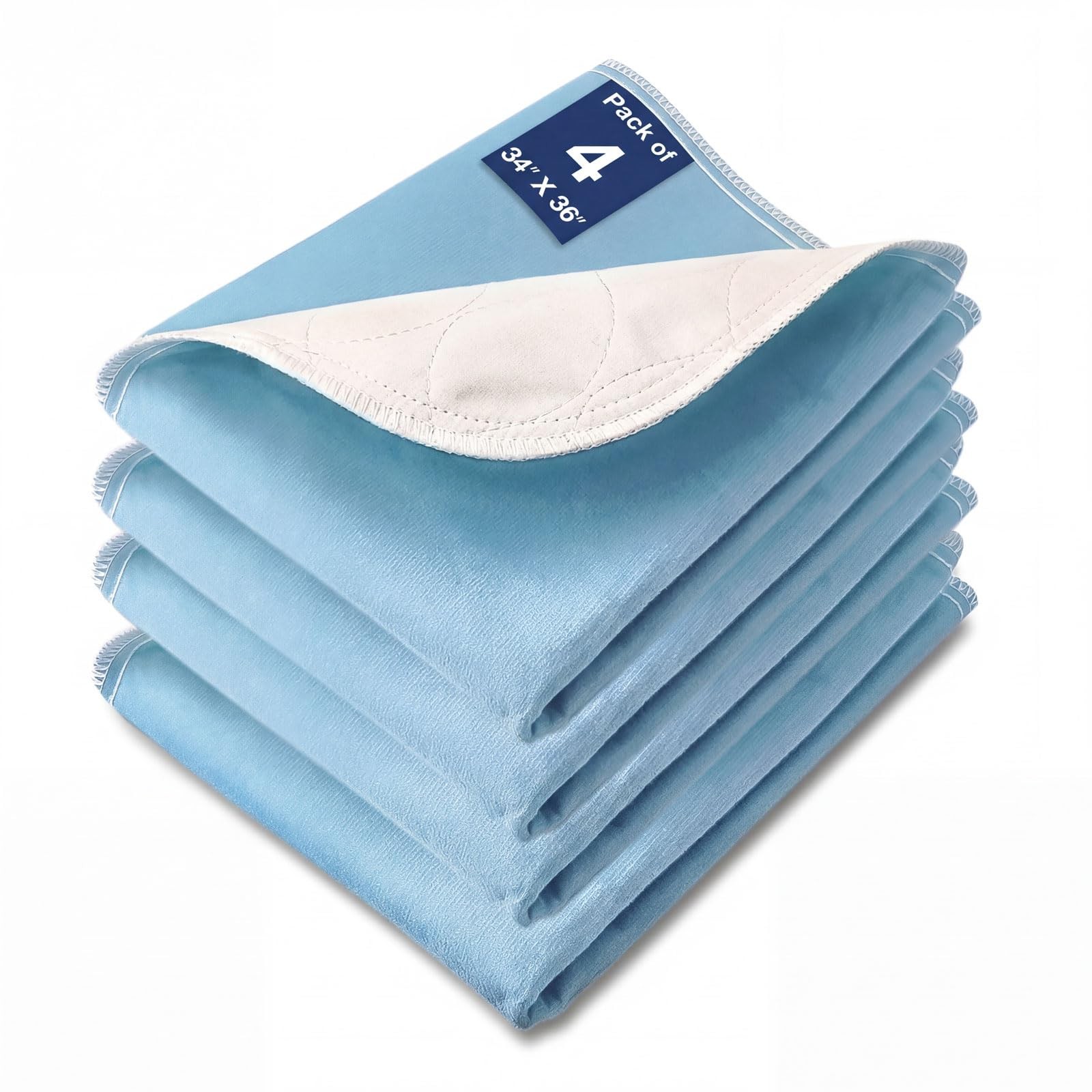 Bed Pads Washable Waterproof 34″ x 36″ Dark Blue 4 Pack Mattress Protectors