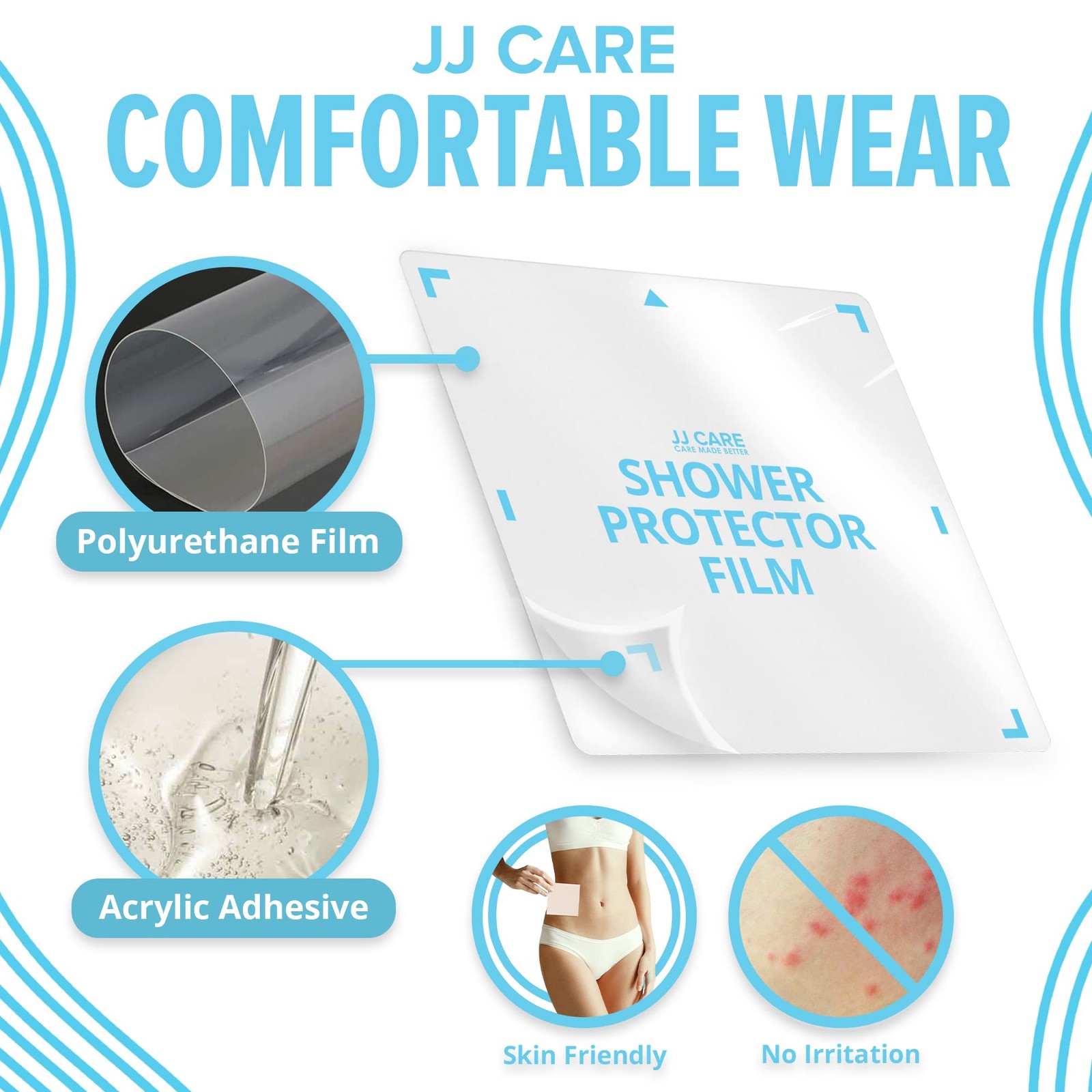 JJ CARE Shower Protector [Pack of 7], 9×9 9 x 9 Inch (Pack 7), Transparent