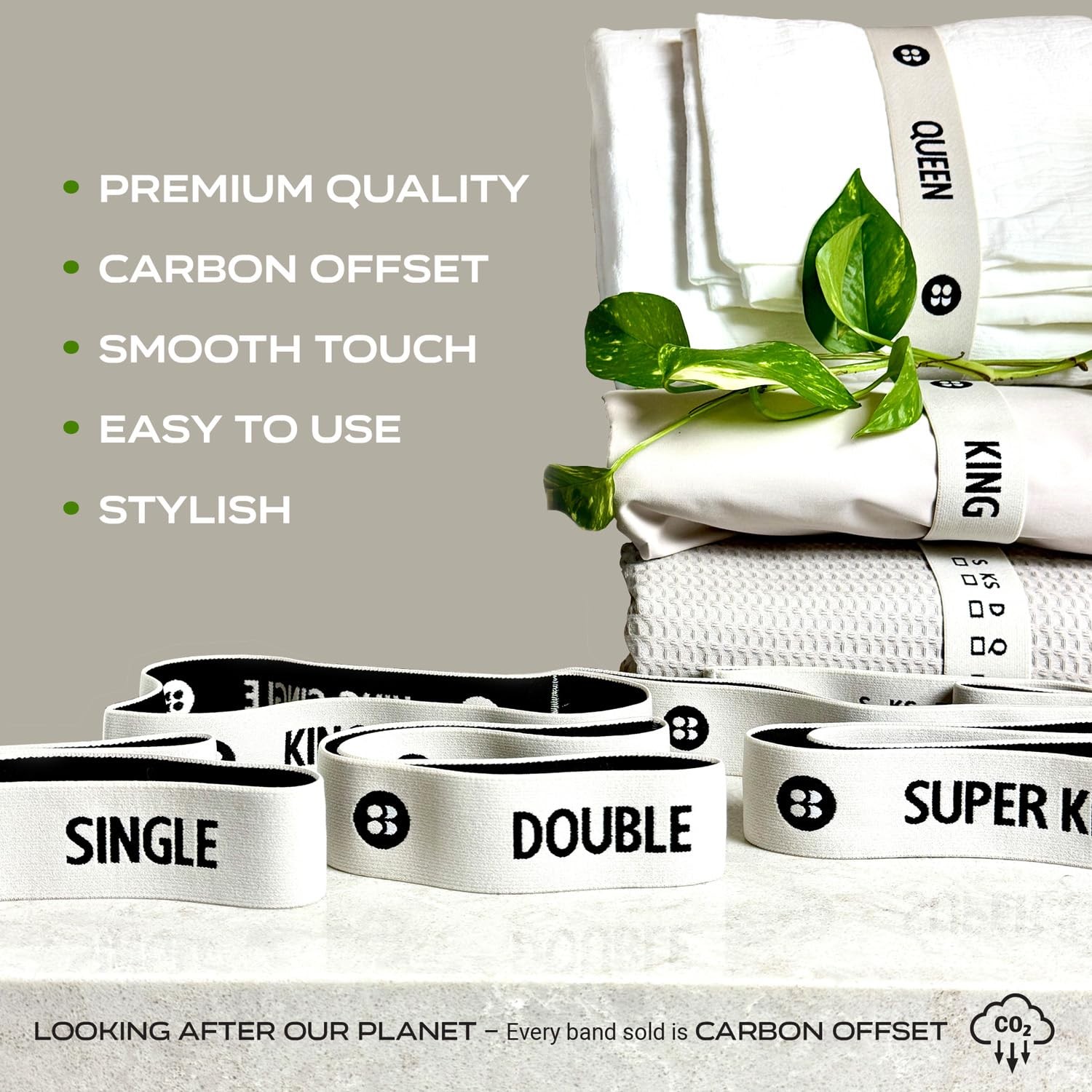 Bed Sheet Organizer Bands | 2-Pack Premium Woven Size Label for Twin, Full, Q…