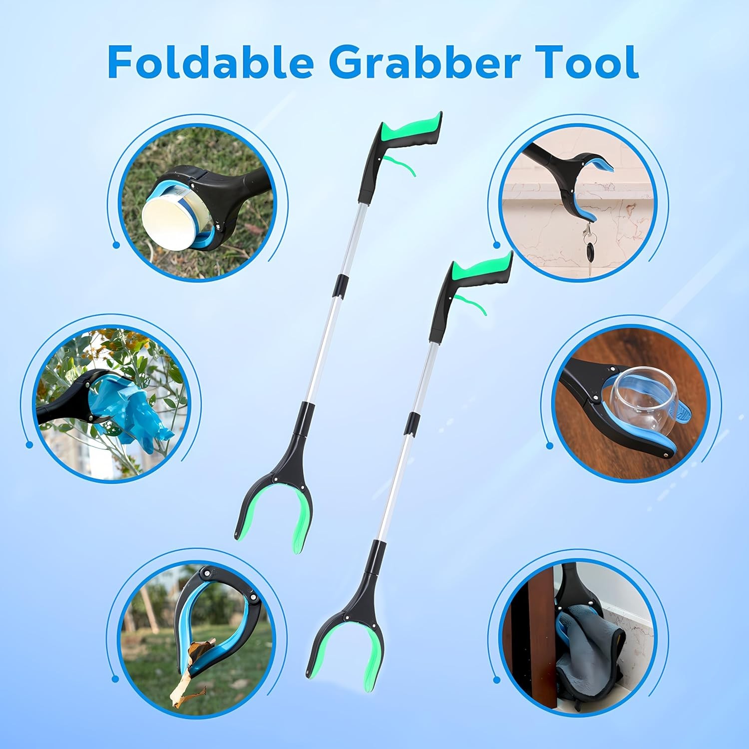 32 Inch Foldable Long Reach Grabber Tool Green