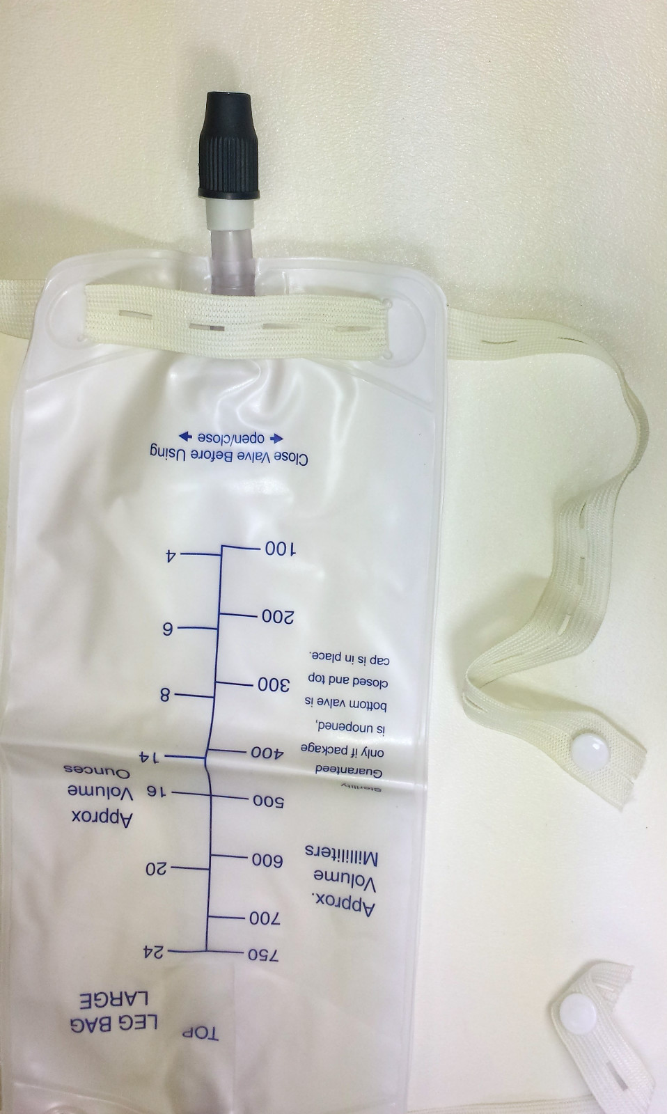 10 Urinary Urine Leg Bag 750 cc Anti Reflux Valve with Straps Sterile, NEW