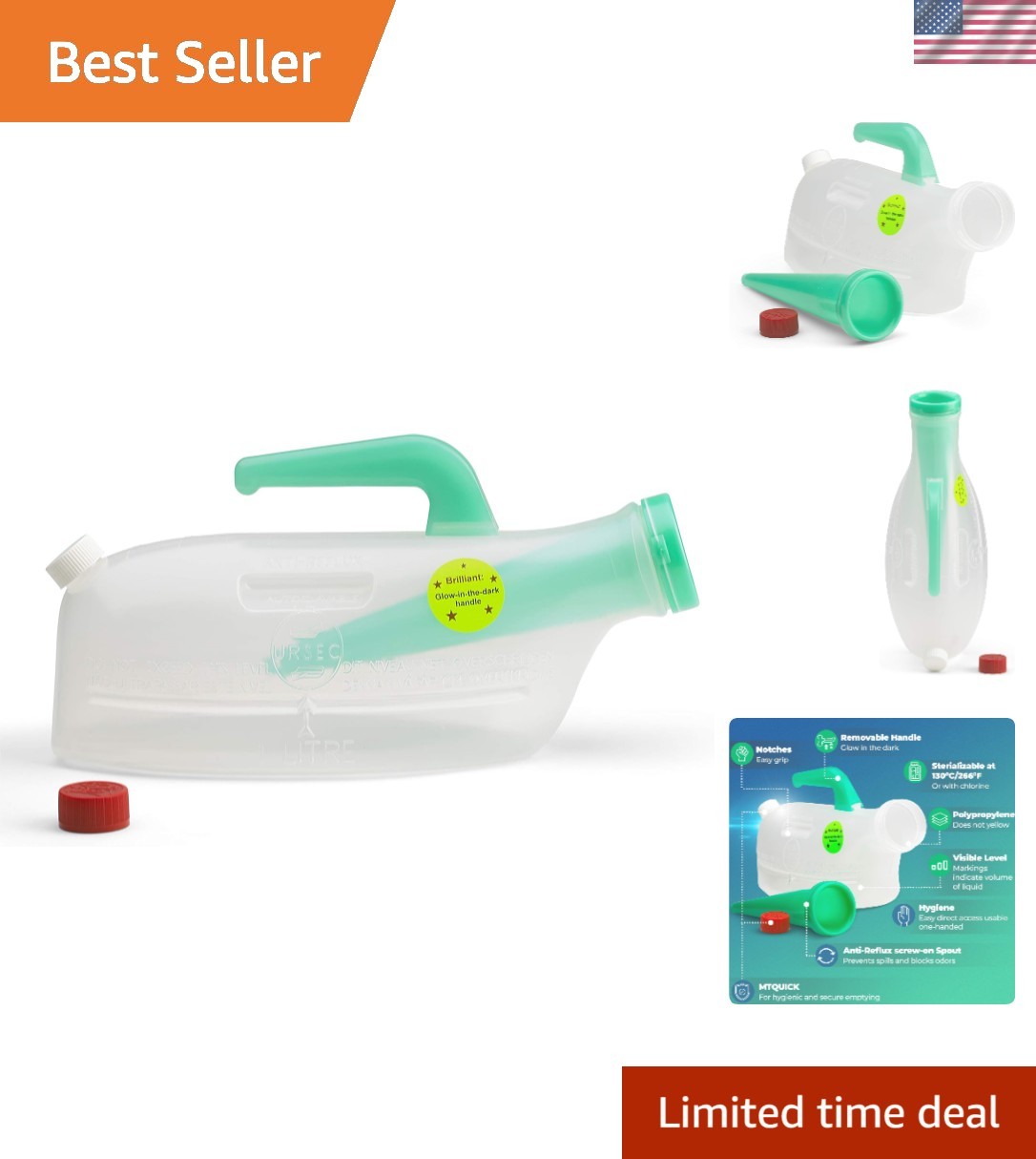 Spill Proof and Anti-Reflux Male Urinal – For Elderly, Disabled, and Other Th…