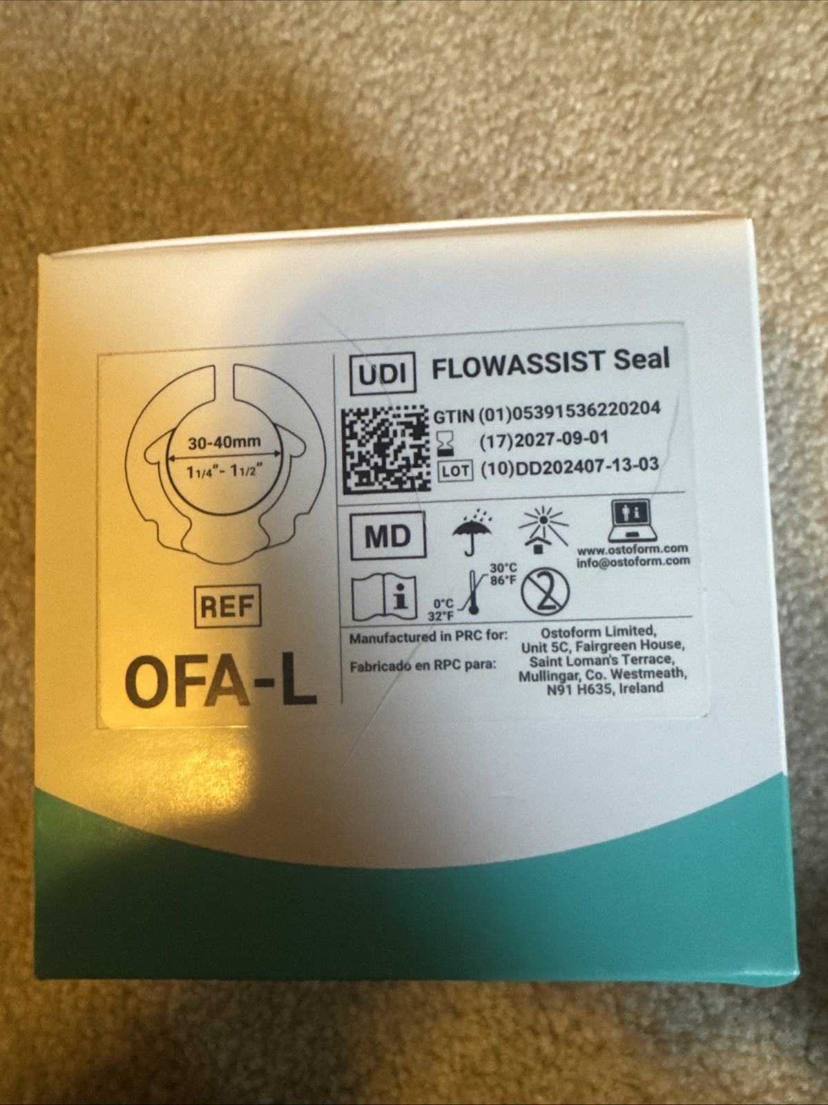 10/box Ostoform Flowassist Seal OFA-L 30-40mm Brand New! Exp 2027