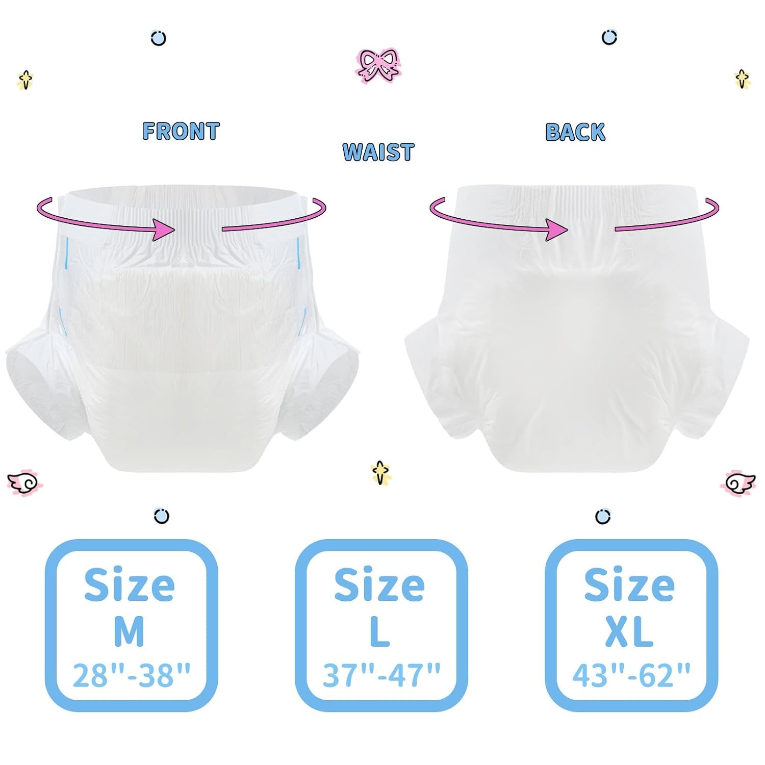 X-Large White Cutie Diaper Sample Trial Large Baby Diapers