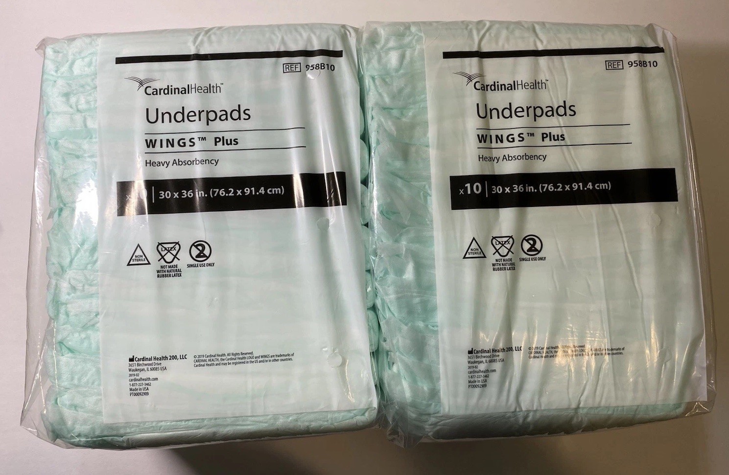 Cardinal Health Underpads Wings Plus 30″ x 36″ Lot Of (2) Packs Of (10)