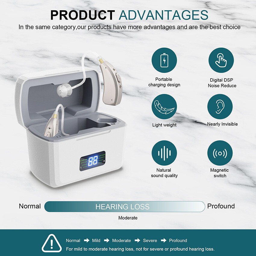 Digital display high-performance hidden ear16 channel multi-mode BTE hearing aid