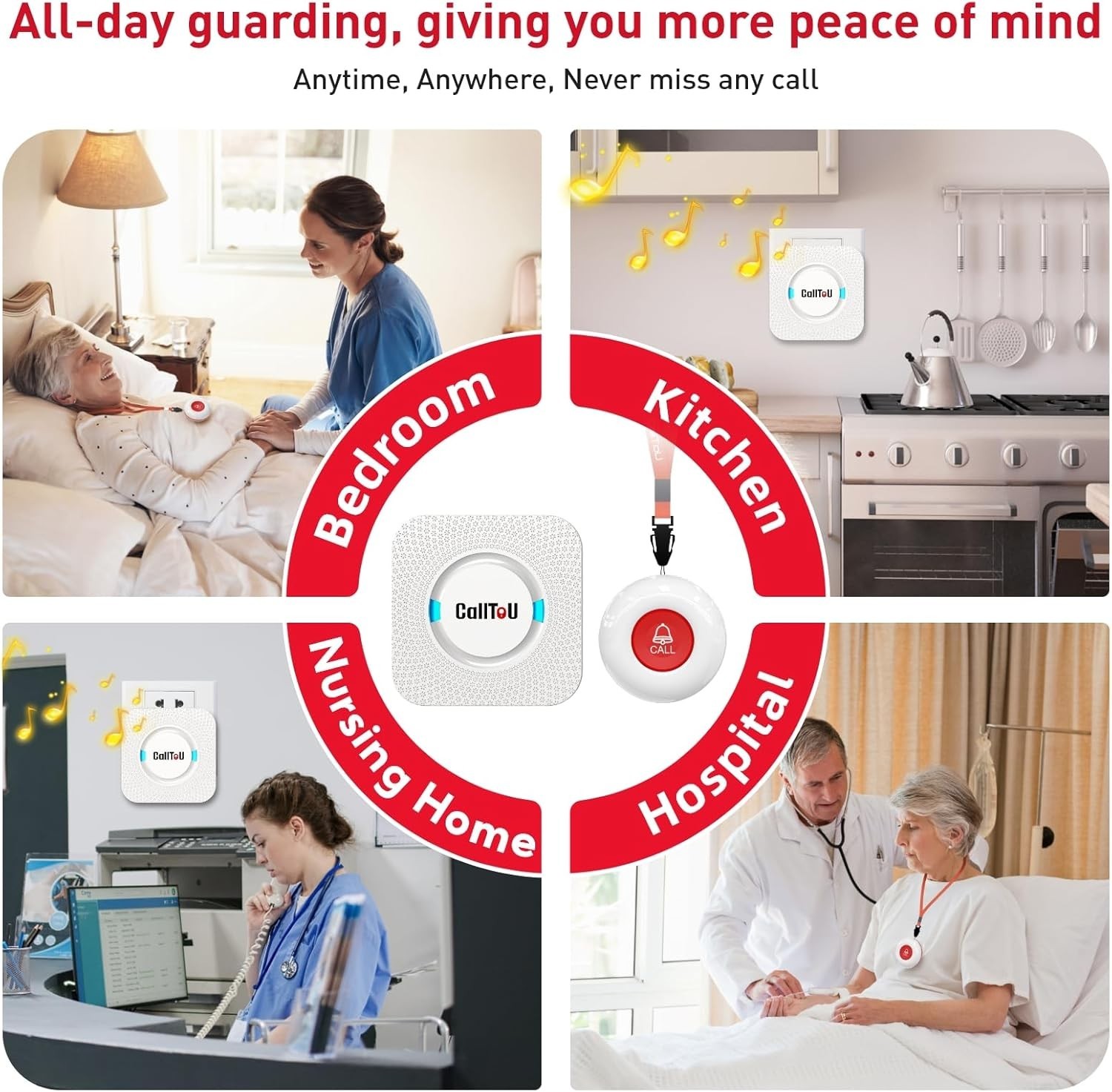 Wireless Caregiver Pager Call Button Call Bell Medical Alert System for Senio…