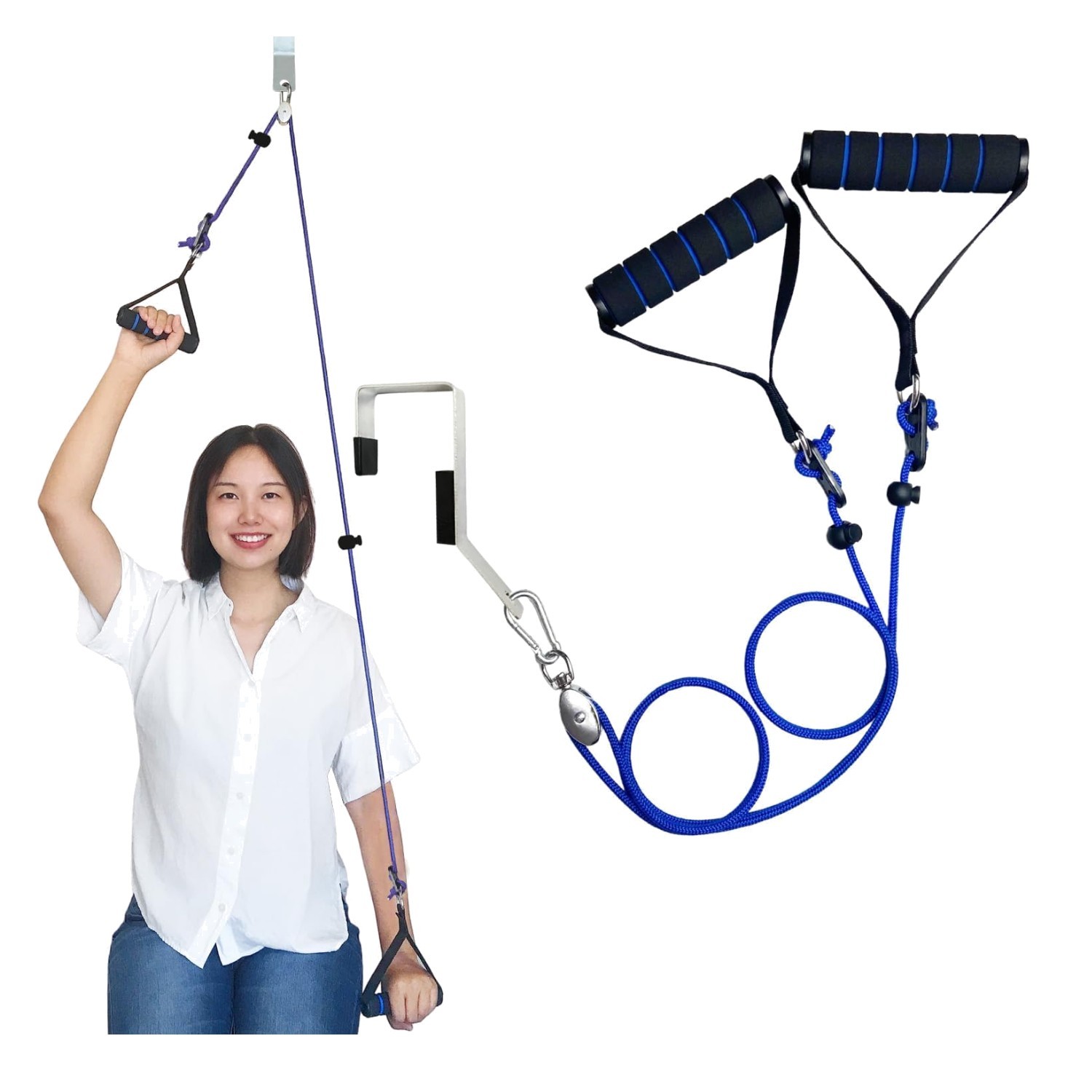 Shoulder Pulley for Physical Therapy, Pulleys Metal Bracket, Blue