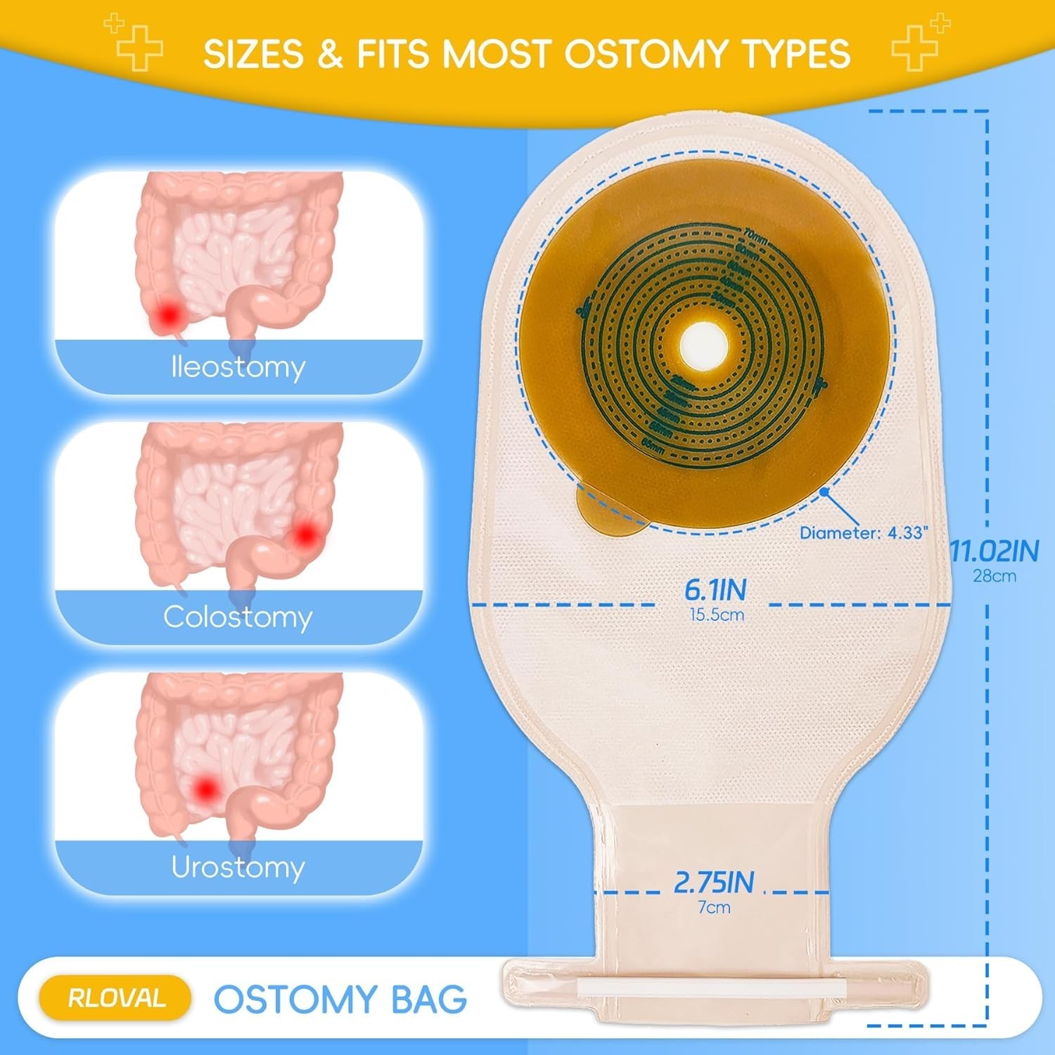 20 PCS Colostomy Bags, Ostomy Supplies, one Piece Drainable Pouches Thickened…