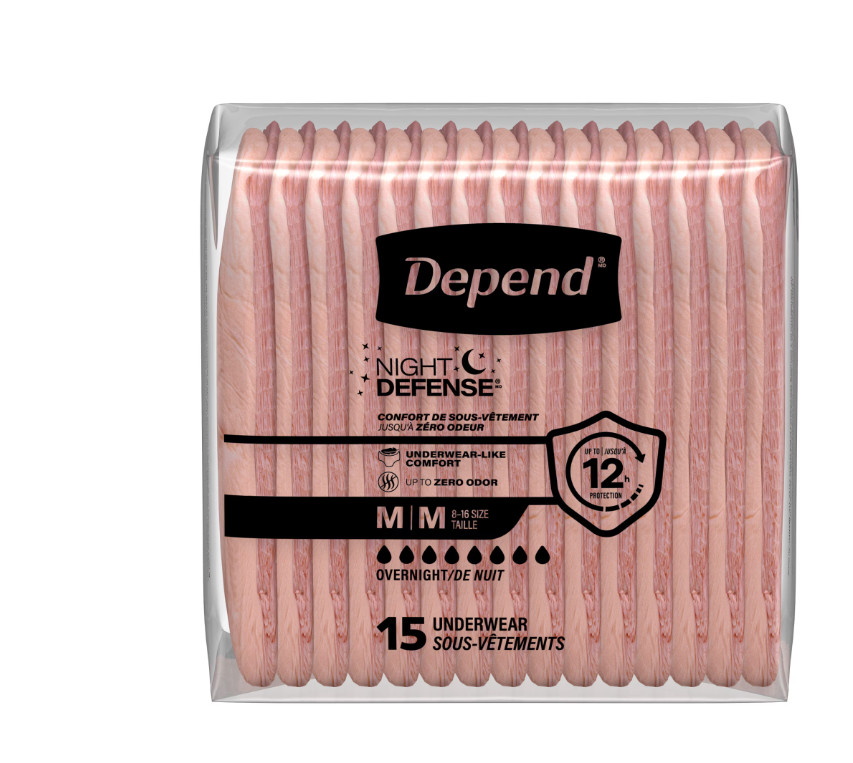 Depend Night Defense Incontinence Underwear for Women, Adult Diapers,M, 60 Count