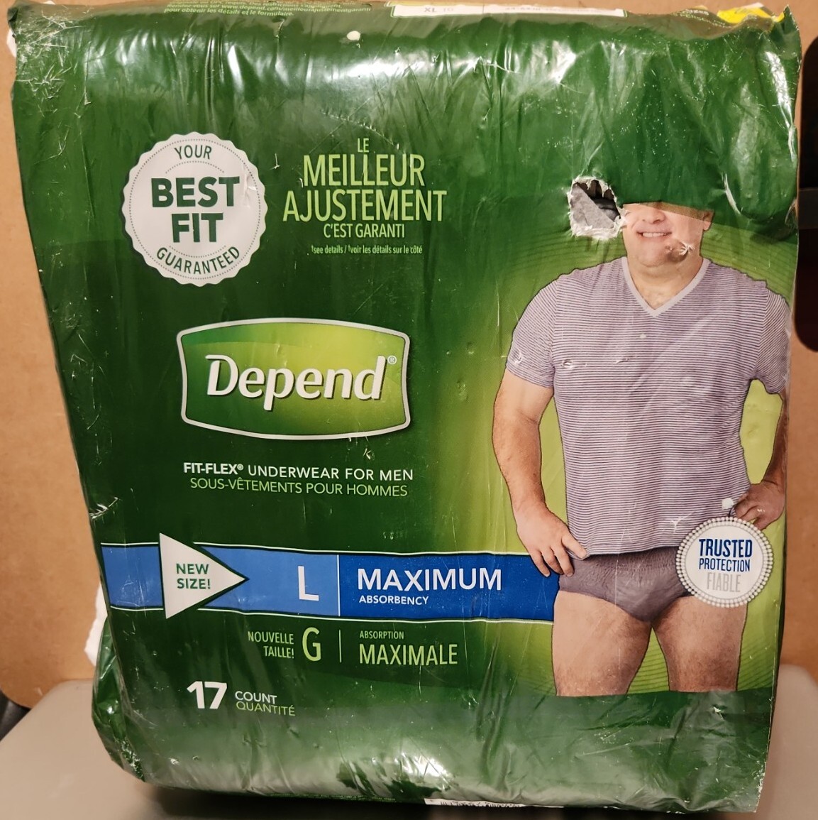 Depend Fit-Flex Incontinence Underwear for Men Size L – 17ct. x 2 Packs