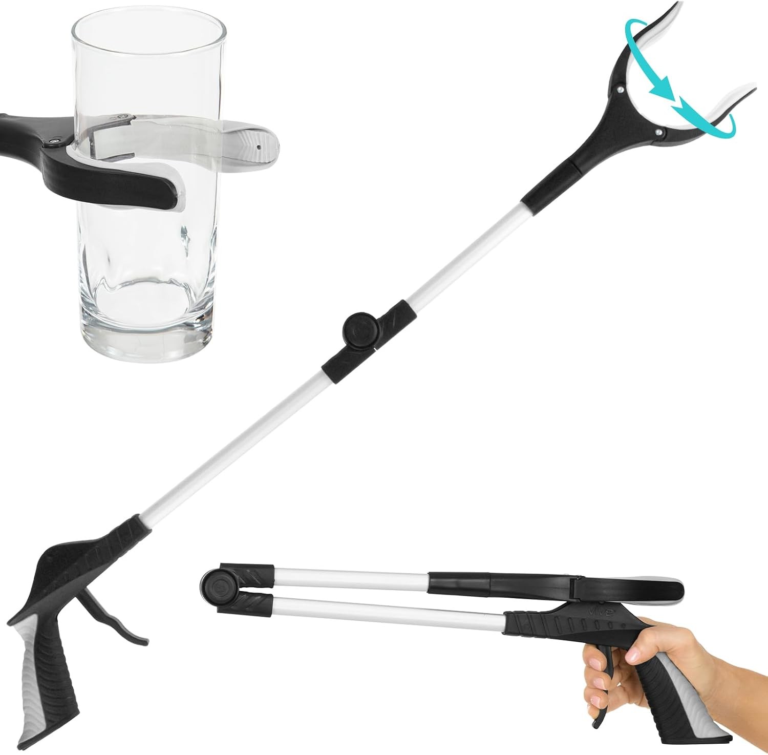 32″ Grabber Reacher Tool – Foldable Pickup Stick with Rotating Jaw & Sensitive