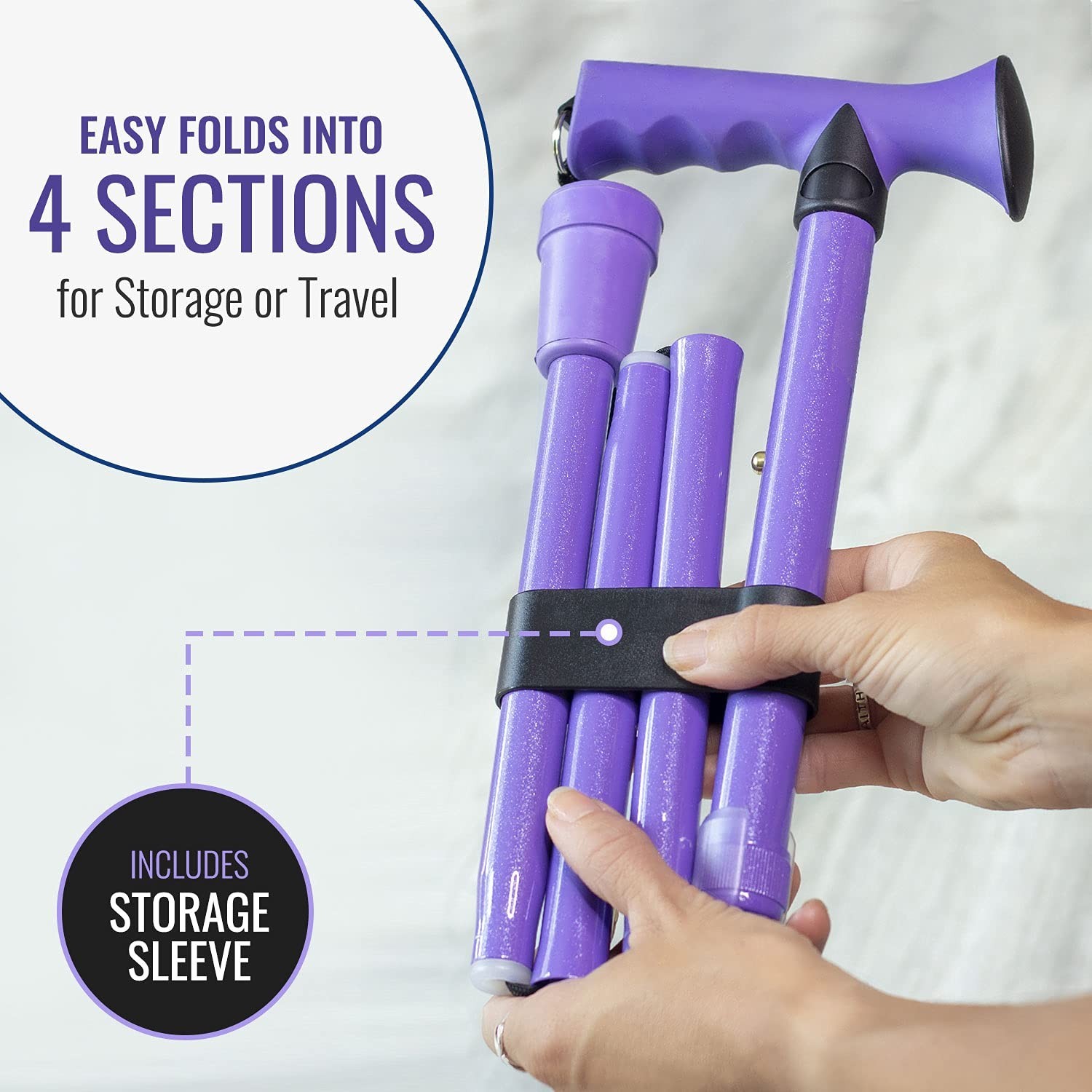 HealthSmart Folding Walking Stick, Soft Comfort Grip Collapsible Walking Stic…