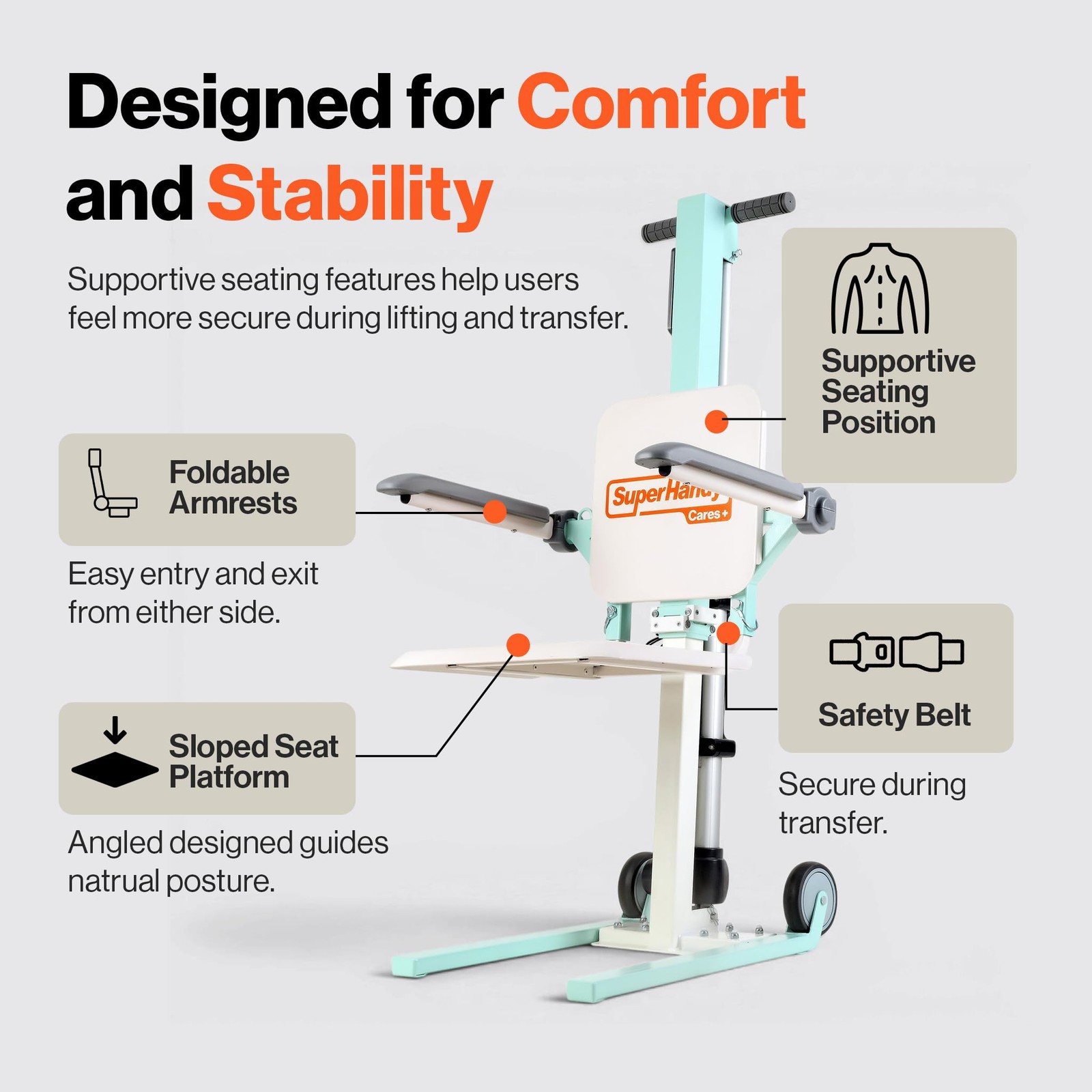 SuperHandy GoRise FC Electric Floor to Chair Lift for Seniors and People with…