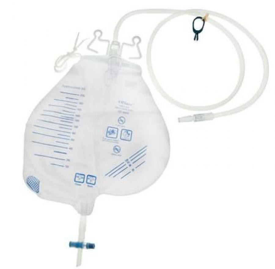 Amsino Urinary Bags Anti-Reflux Chamber 2000mL pear single-hook, 1 Count, AS302