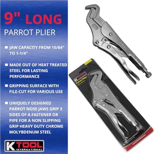 54053 Parrot Nose Adjustable Pliers, Non Slip Three Side Jaw Grip, Chrome