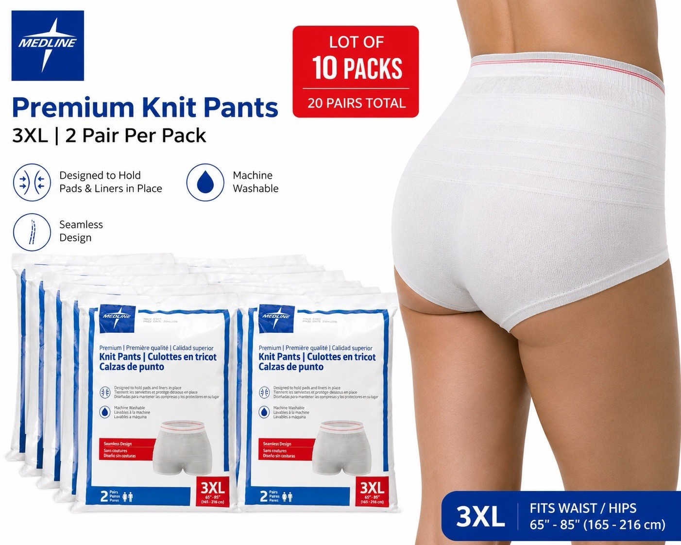 Medline Premium Knit Pants 3XL MSC86700 Lot of 10 Packs 2 Pair Per Pack New