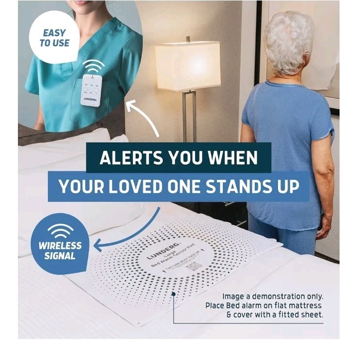 Lunderg LARGE Bed Alarm for Elderly Adults – Wireless Sensor Pad 20” x 30”