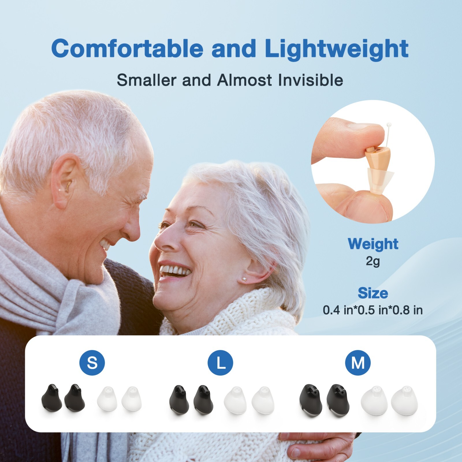 Rechargeable CIC Hearing Aids For Seniors With Noise Reduction And Charging Case