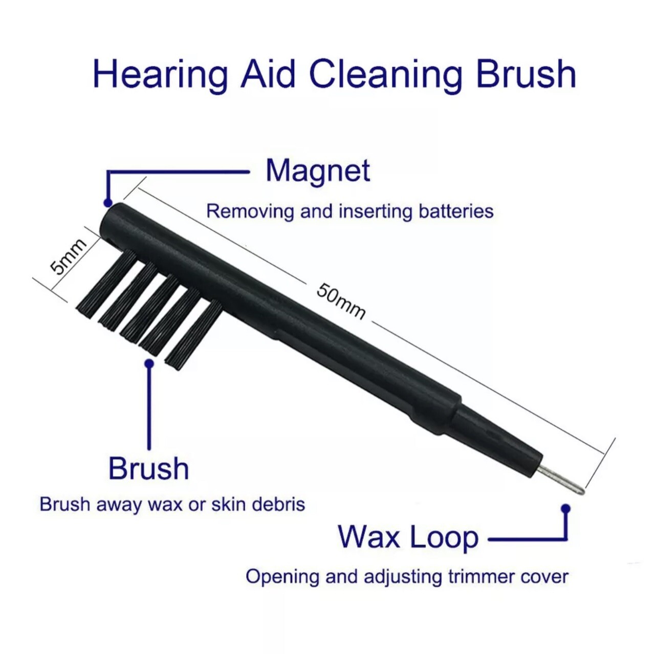 Hearing Amplifier Cleaning Brush with Wax Loop and Magnet Set Of 6 pcs