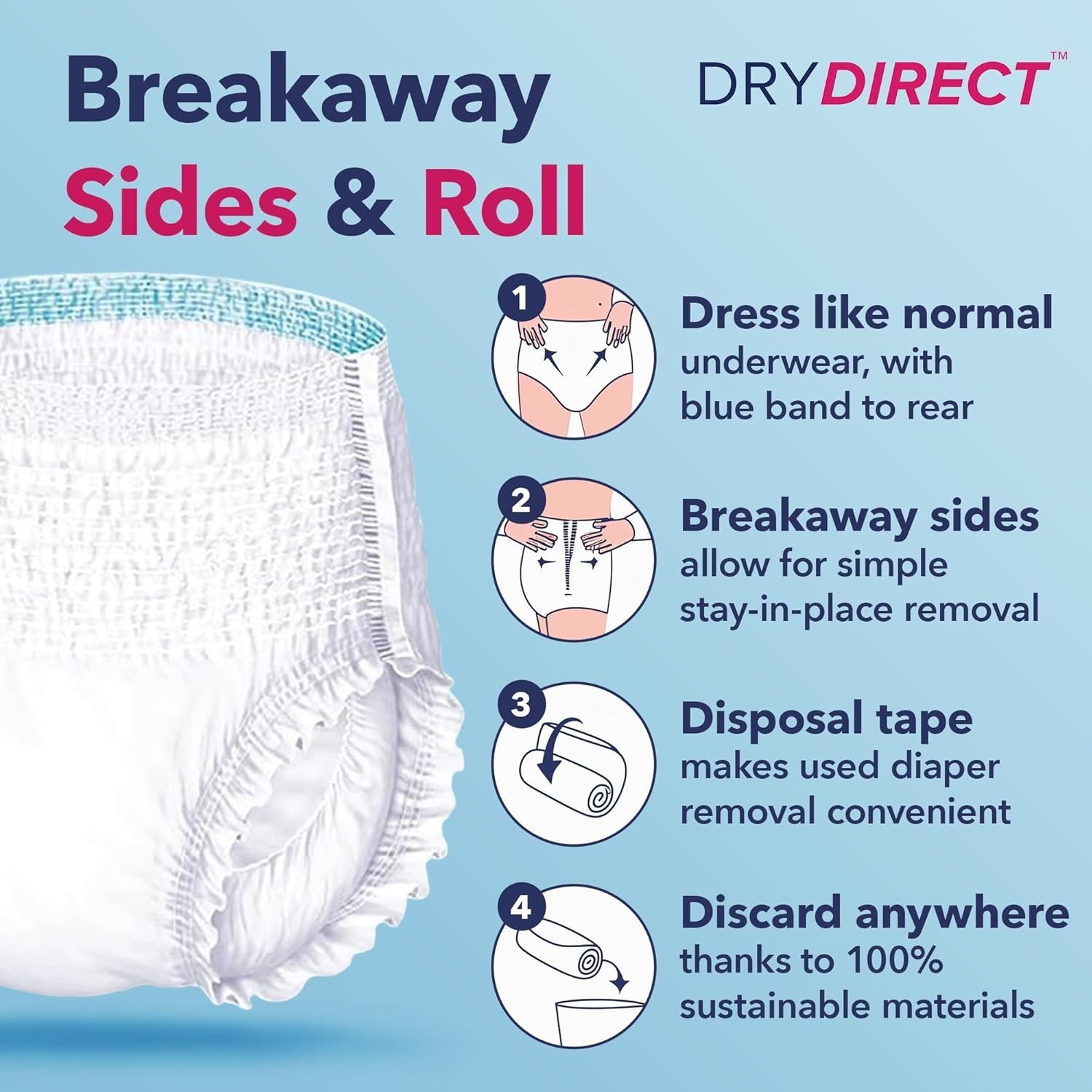 Super Overnight Adult Diapers with Leak Guards & Wetness Indicator – 12 Count