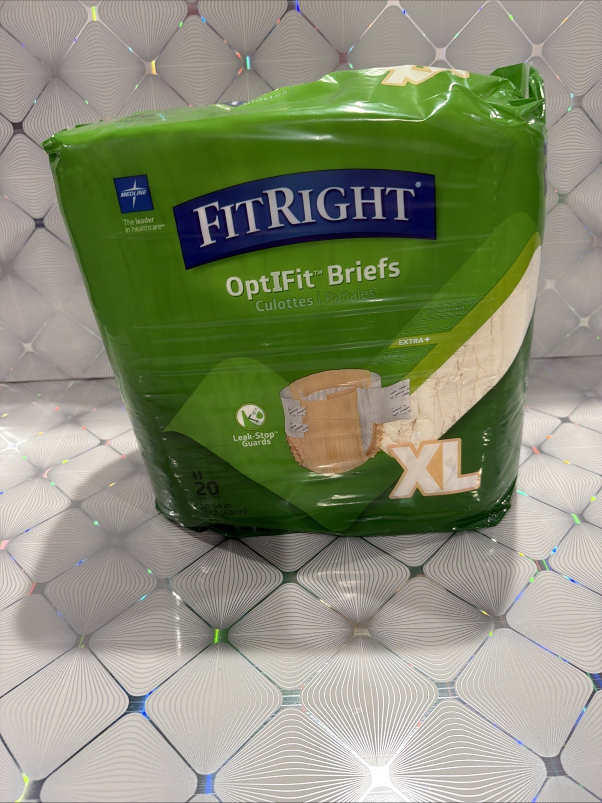 FitRight OptIFit Adult Briefs ULTRA with Leak-Stop Guards XL 20 Count per bag