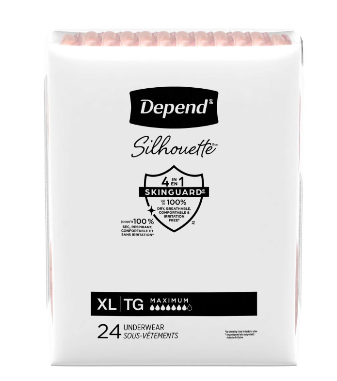 Depend Silhouette Incontinence & Postpartum Bladder Leak Underwear, XL, 48 Count