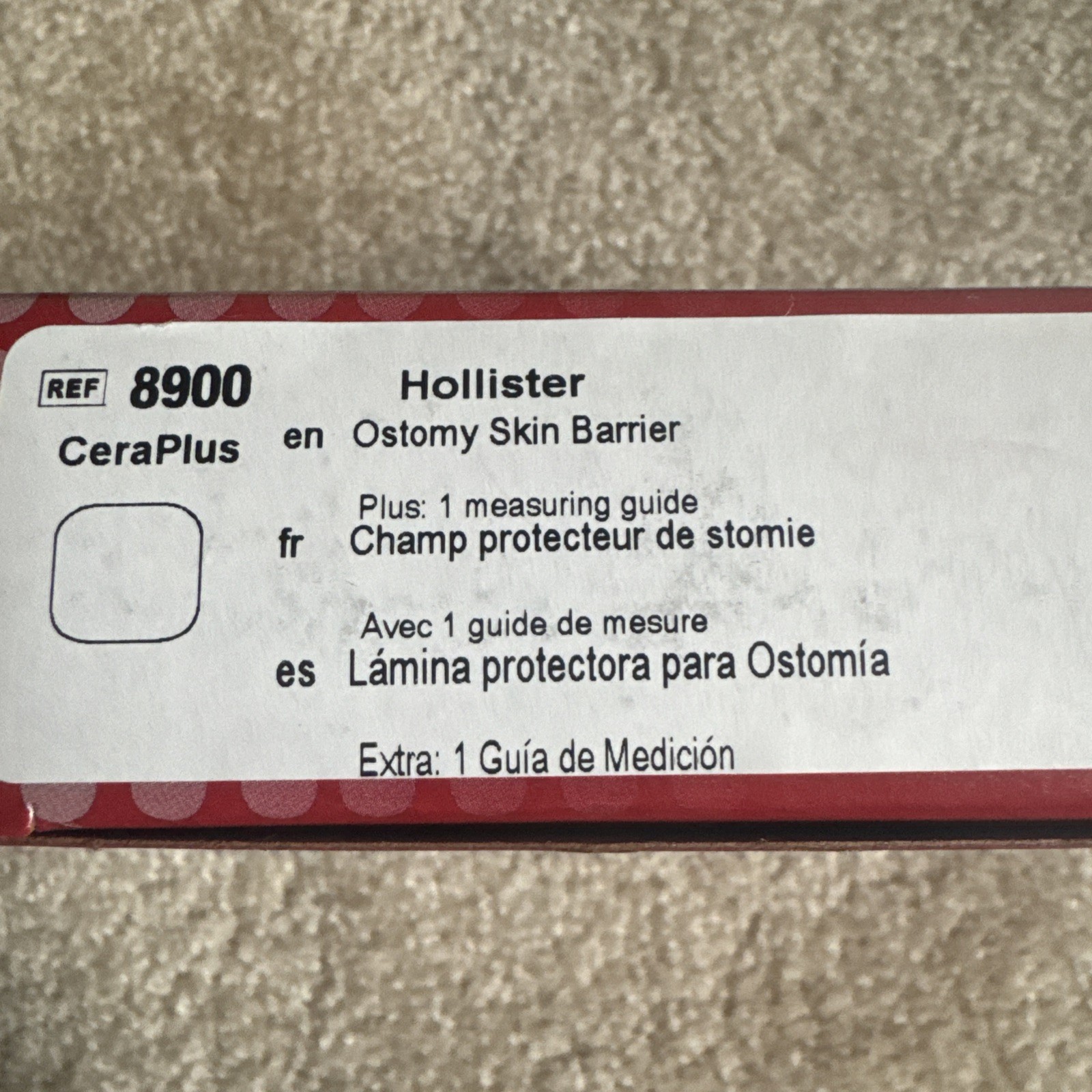 5ct- 1 Box Hollister CeraPlus 8900 1bx/5ct Ostomy Skin Barriers 4×4″ Expire 2029
