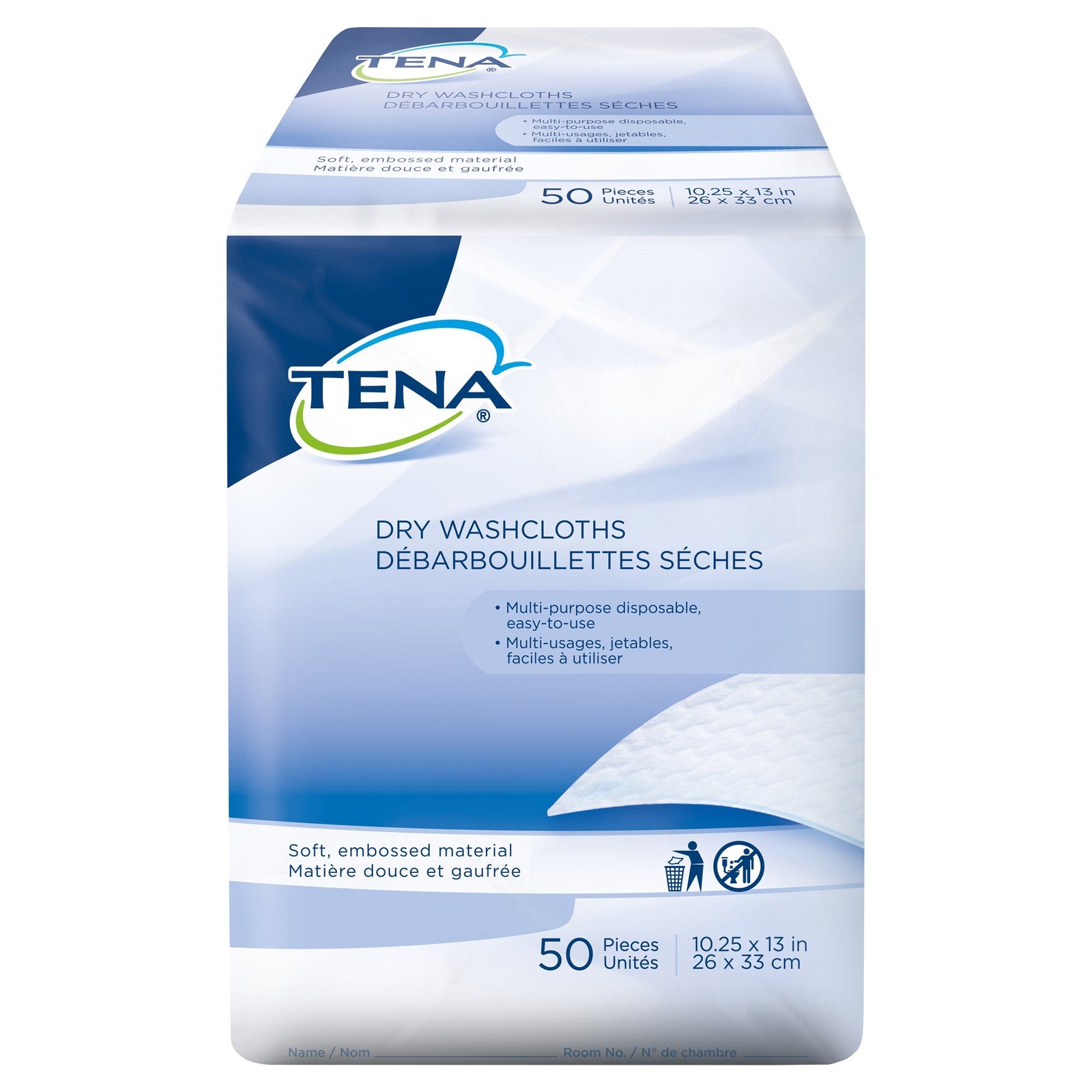 Tena Dry Washcloths, 10-1/4 x 13 Inch (CS/20)