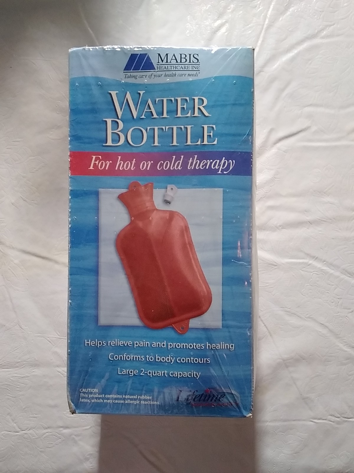 Large 2 Quart Mabis Rubber Water Bottle, RED, BRAND NEW In Box