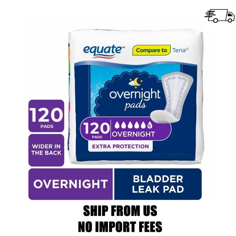 Equate Options Women’s Incontinence Pads, Unscented, Overnight (120 Count)