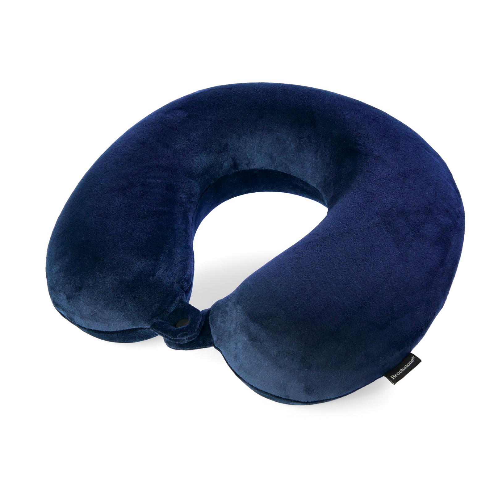 Brookstone Travel Neck Pillow – Lightweight Fleece Casing One Size, Blue