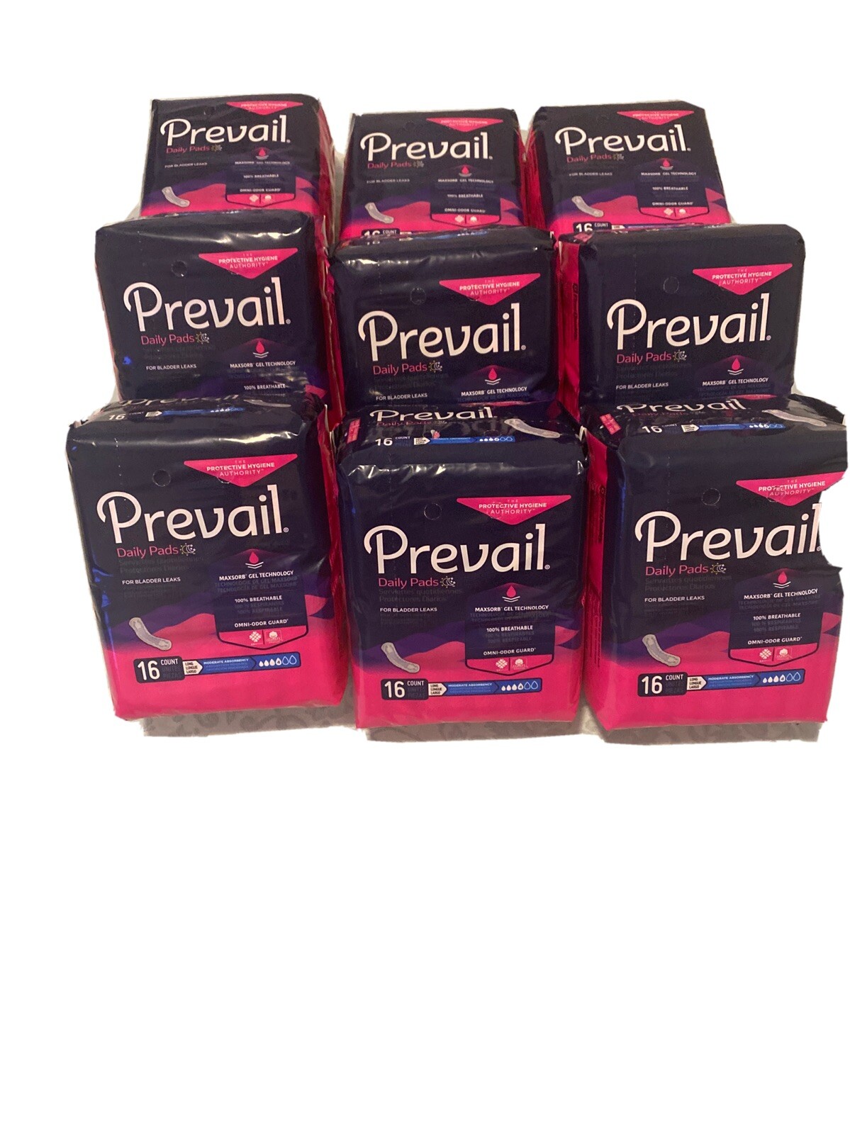 Prevail Bladder Control Pad, 11 Inch, Moderate Absorbency, Case of 144