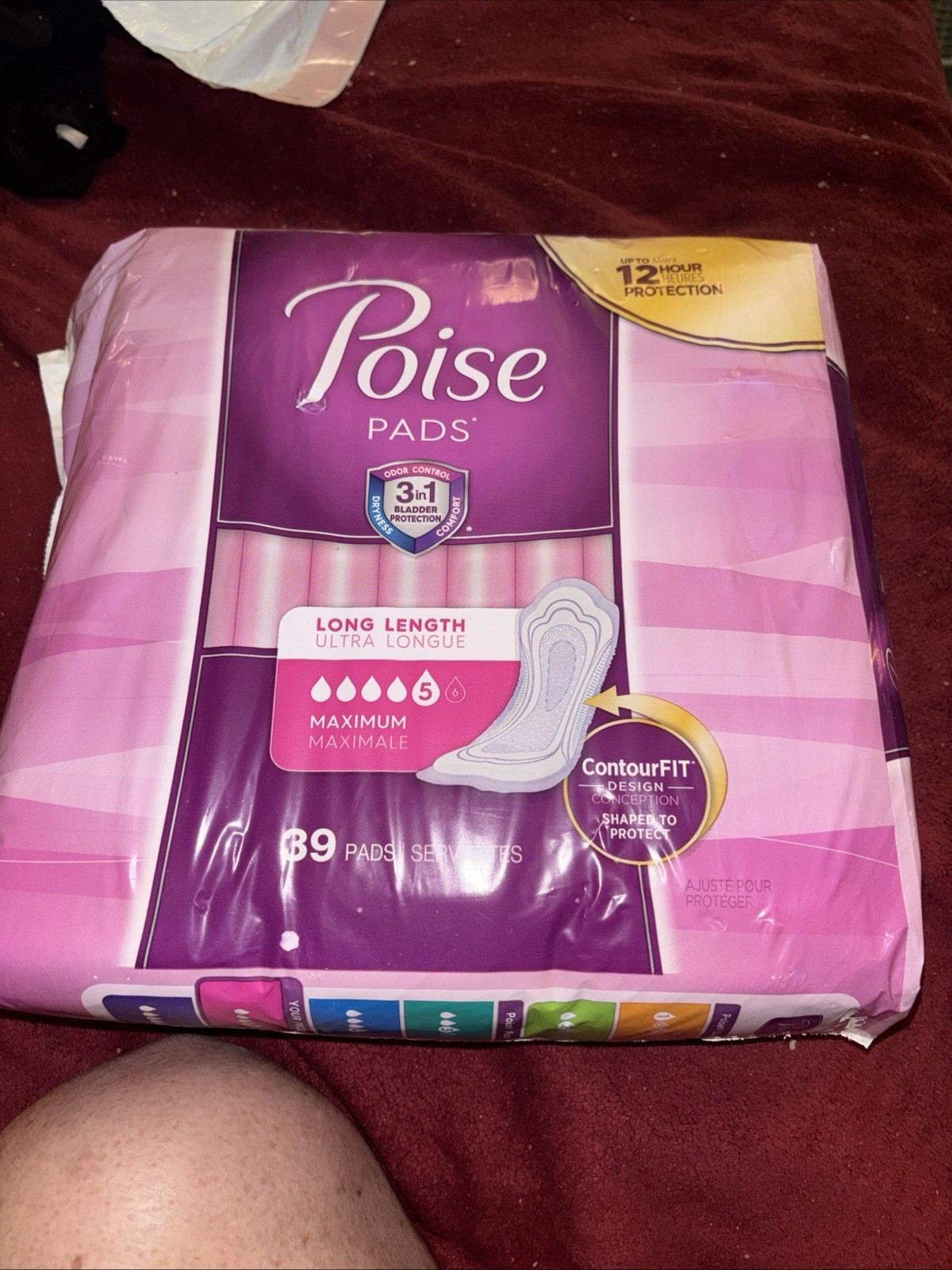 Poise Pads Bladder Control Level 5 Long Length Maximum Absorbency 39 Count
