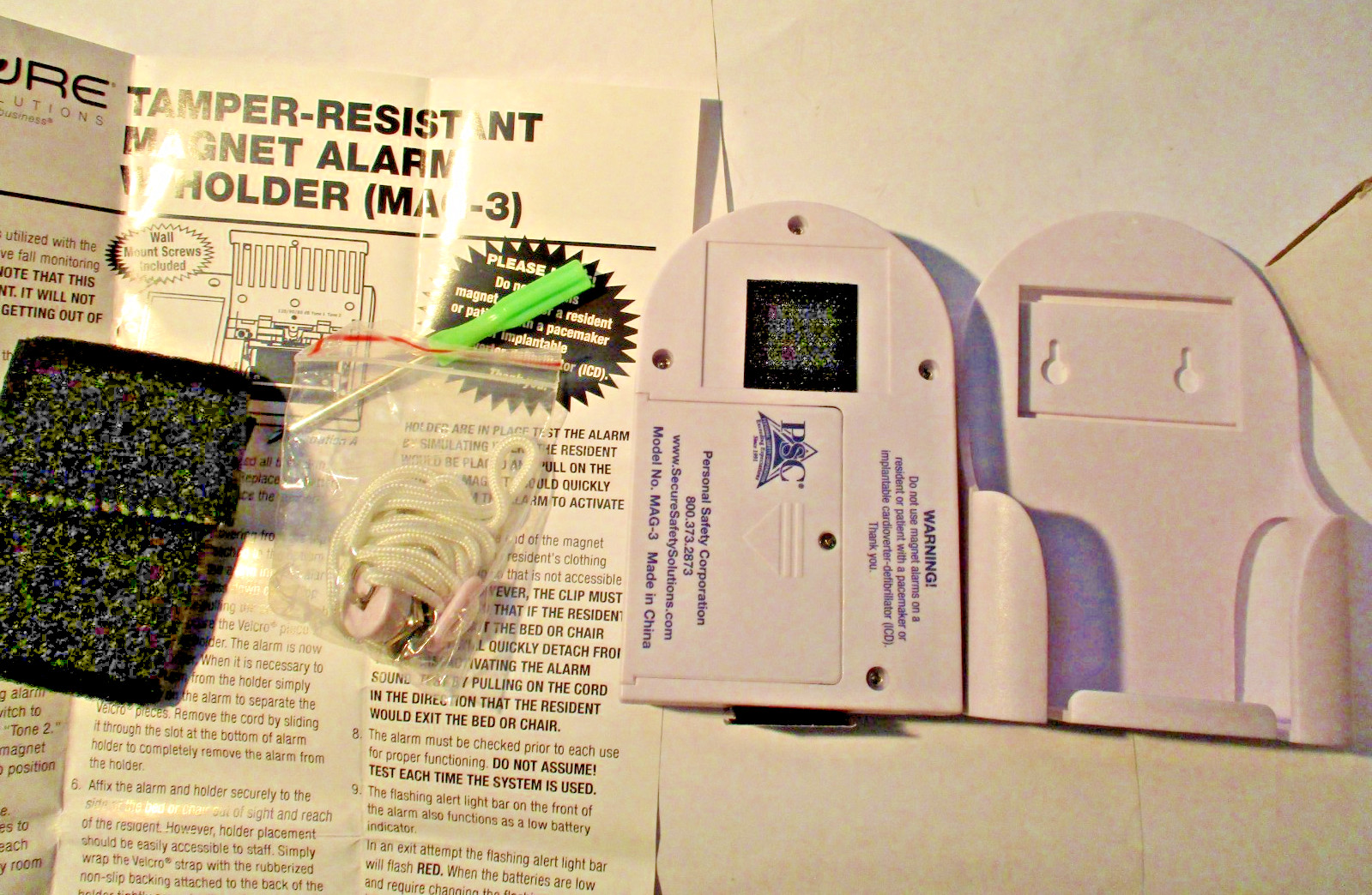 Alarm Chair / Bed Patient Resident Magnet Alarm & Holder Elderly Fall Prevention