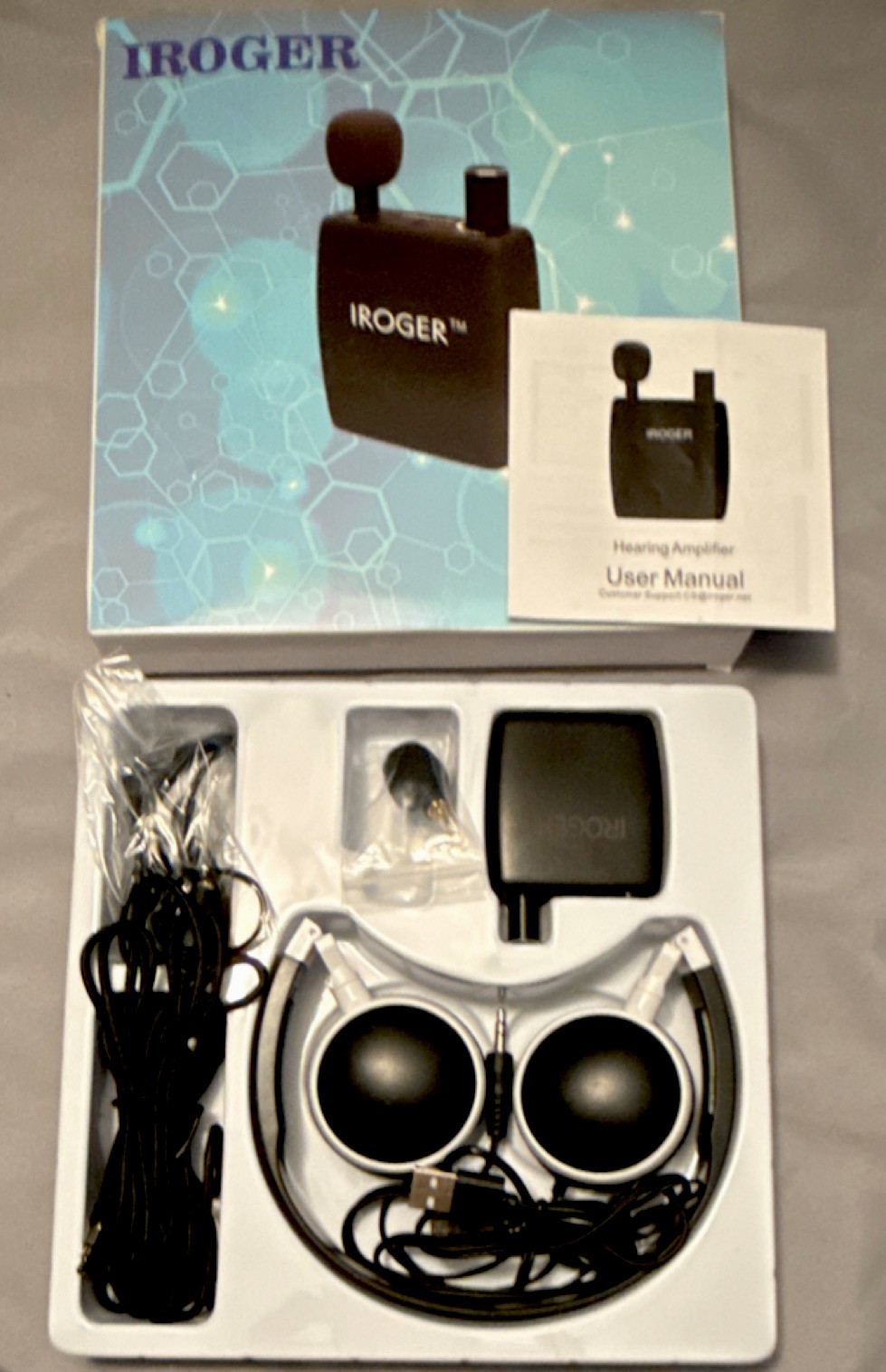 IROGER PRO Hearing Amplifier Rechargeable Mini Earphone Black