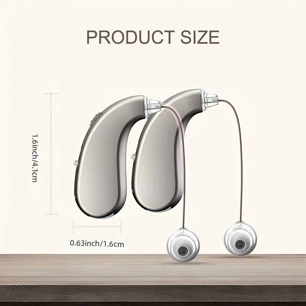 1 Pair Digital Hearing Aid Severe Loss Rechargeable Portable BTE Ear Aids 40Hrs