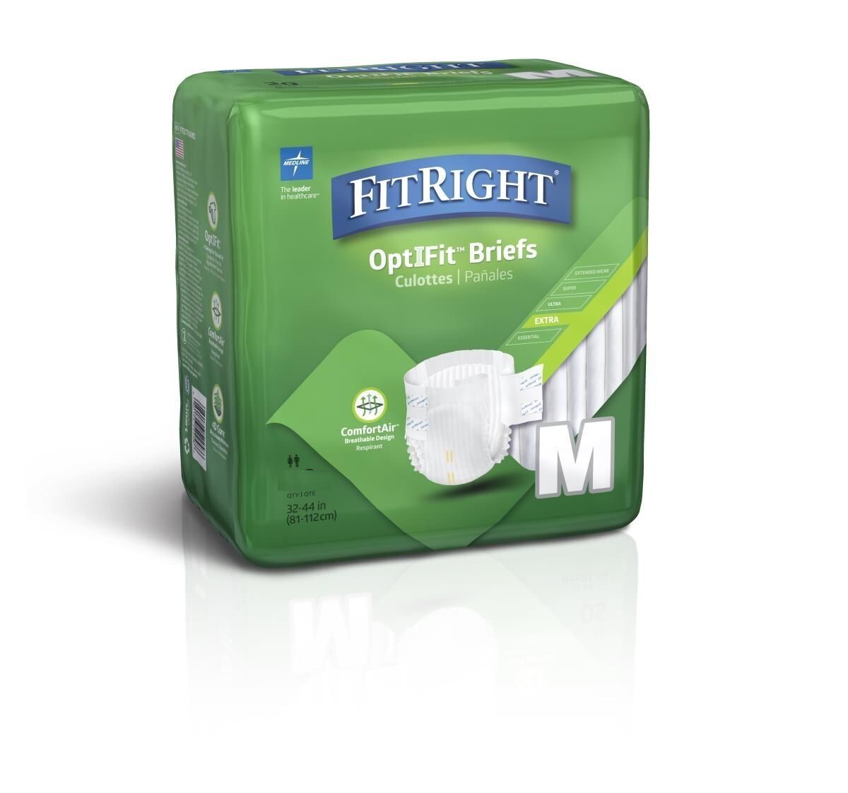 Medline FitRight Medium OptIFit Adult Briefs-Size 32″-44″ 80 Count FITEXTRAMD