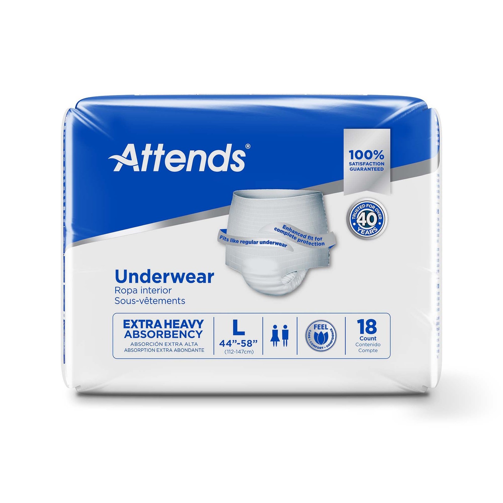 Attends Disposable Underwear Large Moderate 72 Ct