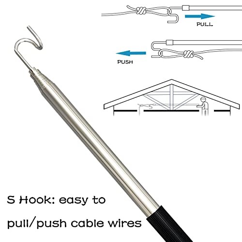 Telescoping Pole with Hook Magnetic Pickup Grabber Tool, Telescopic Black-1p