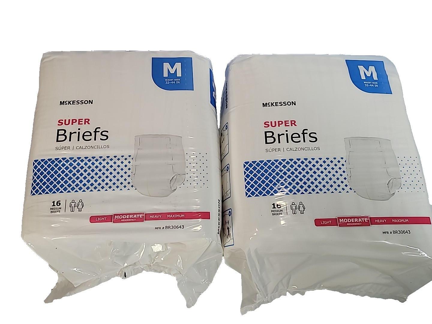 PACK OF 2 McKesson Super Moderate Absorbency Adult Diapers 32″-44″ M 32 CT