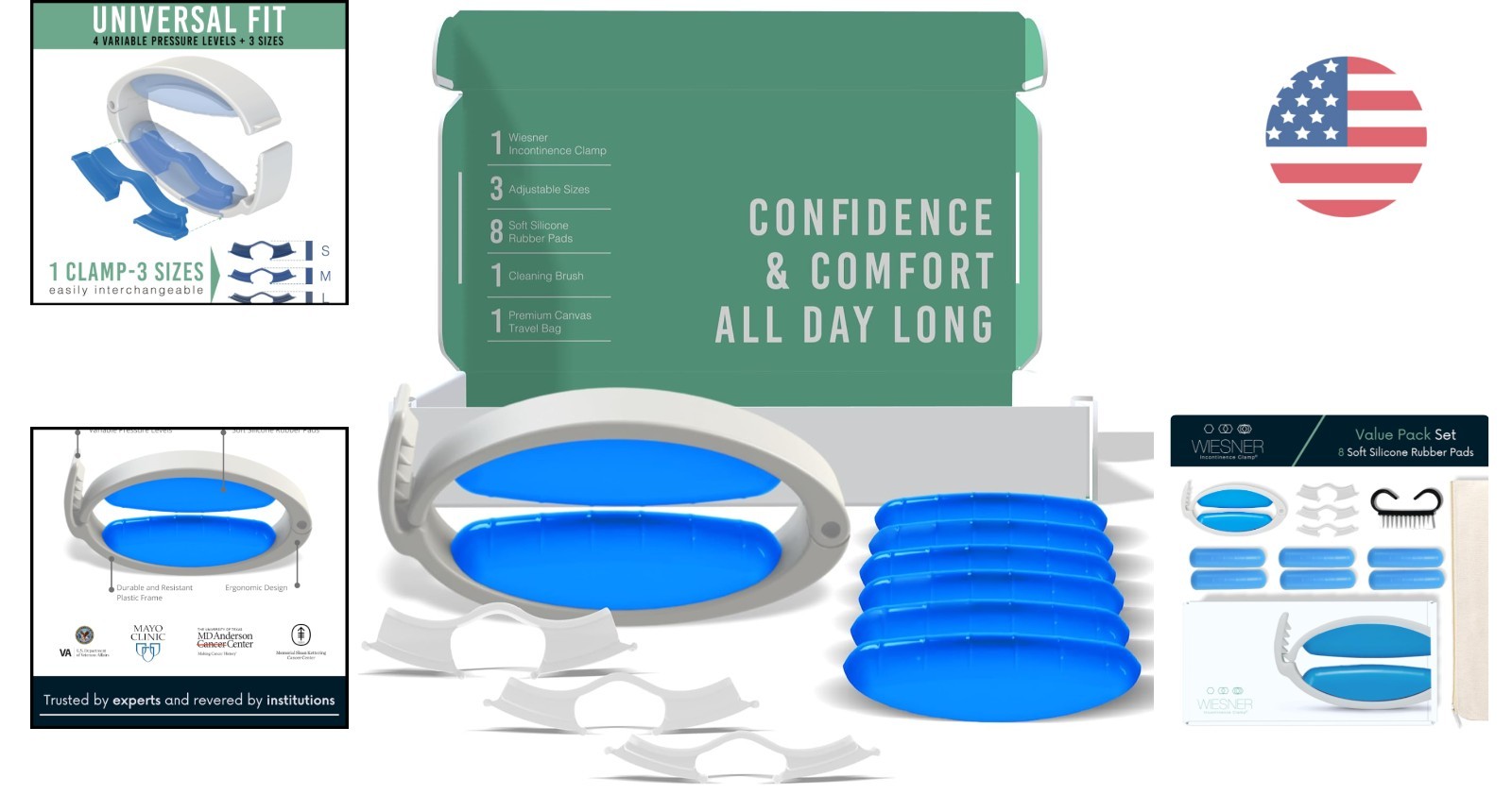 Wiesner Clamp Value Pack with Replacement Pads – Comfort & Confidence in 3 Sizes