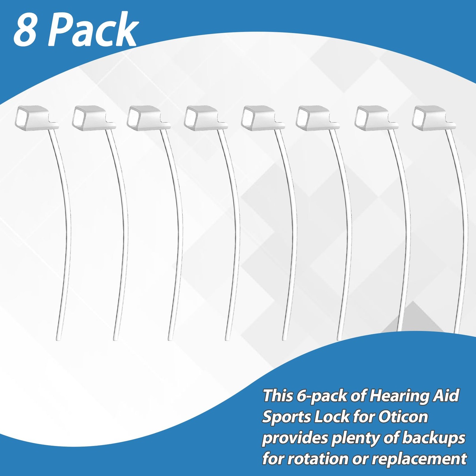8 Pack Sports Lock for Oticon 85db, Secure Fit Retention Tails, Low-Touch Ear…