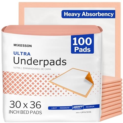 McKesson Underpads 30×36 Heavy Absorbency 100 Count