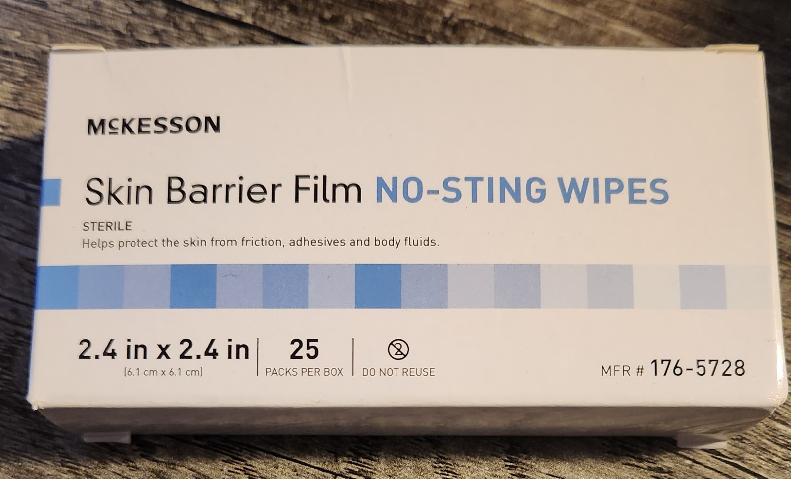 McKesson 176-5728 No Sting Skin Barrier Wipes 2.4 X 2.4 Inch 25 Ct Exp 2026