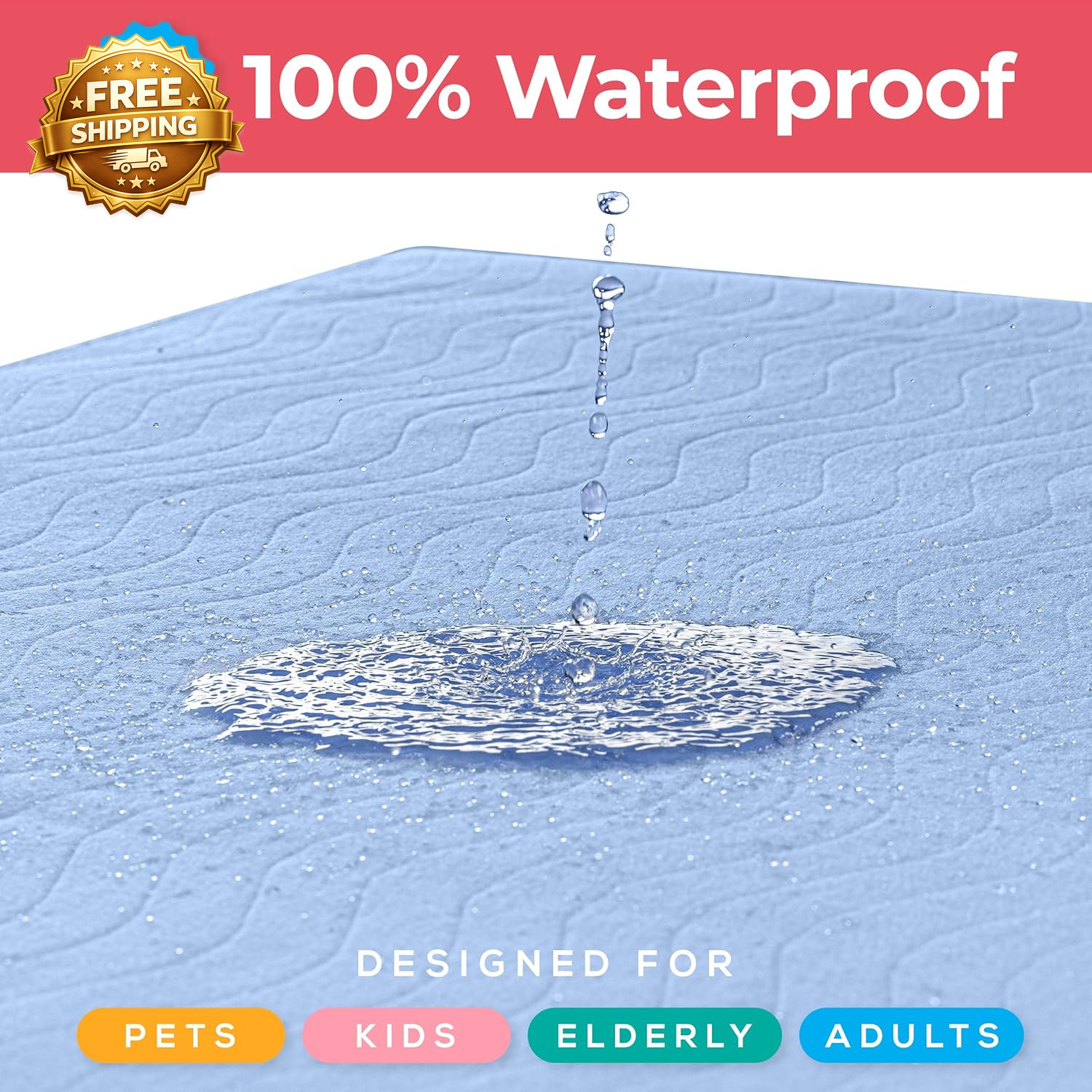 Washable Underpads 34″ X 36″ (Pack of 4) Waterproof Reusable Heavy Absorbency