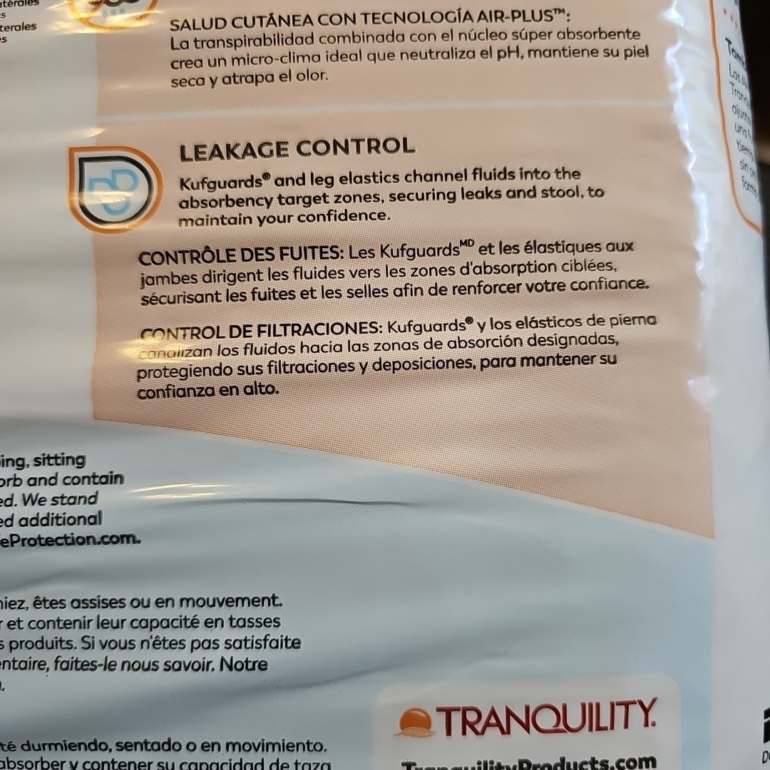 3~12packs 36 Total Tranquility Premium OverNight Underwear 2X-Large 62-80″